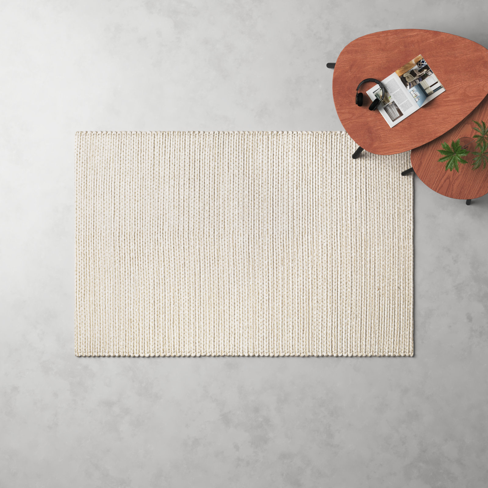 Ithaca Cream Hand-Woven Rug, Rectangle 5' x 7'6"