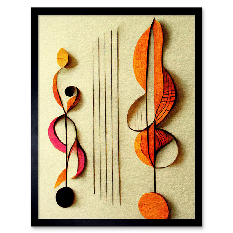 Autumnal Boho Music Clefs Staff Musical - Single Picture Frame Print