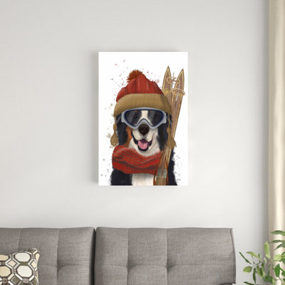 Bernese Ski Dog par Fab Funky - impression sur toile tendue