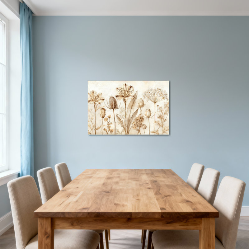 Arrangement floral de plantes et de fleurs dans des tons sépia, H 12 po x l 18 po