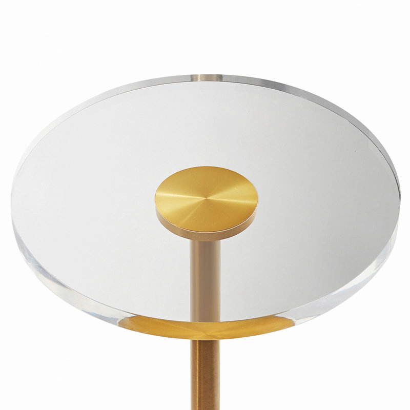 Table de bout en acrylique transparent, table d'appoint en acrylique avec base solide, plateau de table rond 11,9 x 11,9 po, hauteur 21,4 po, pour le café, les boissons, la nourriture, les collations utilisées dans le salon, la chambre à coucher et le bureau