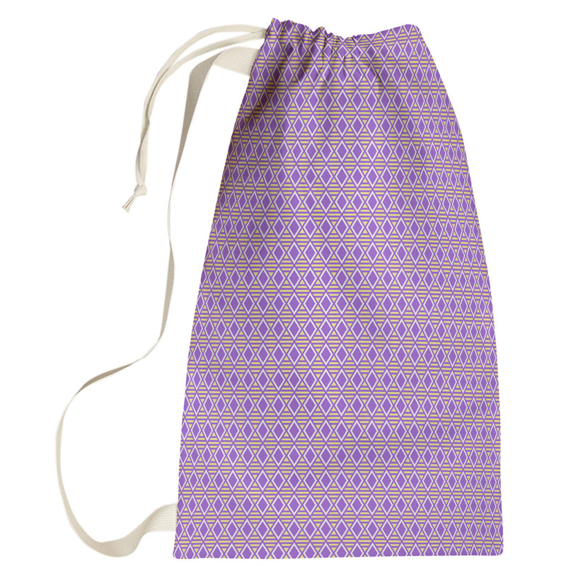 Sac à linge à motif géométrique, Grand (H 76,5 po x l 29,5 po x 1,5 po), Mauve/jaune