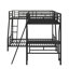 Lit superposé fonctionnel en forme de L simple au-dessus de double avec bureau mezzanine attaché 2 échelles