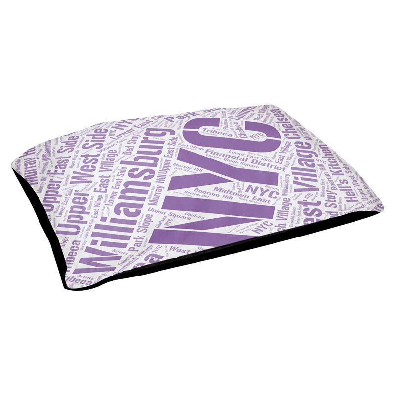 Coussin de chien « districts », Grand (l 40 po x P 30 po x H 14 po), New York, Mauve