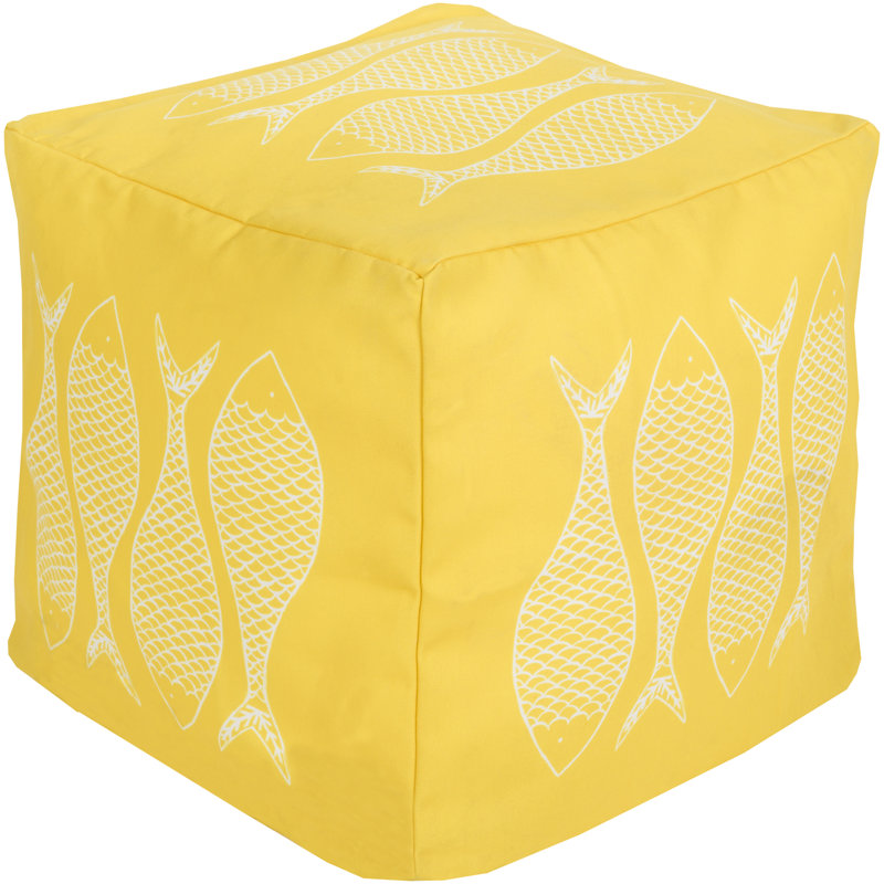 Christiansburg Upholstered Pouf, Sunflower Polyester Blend