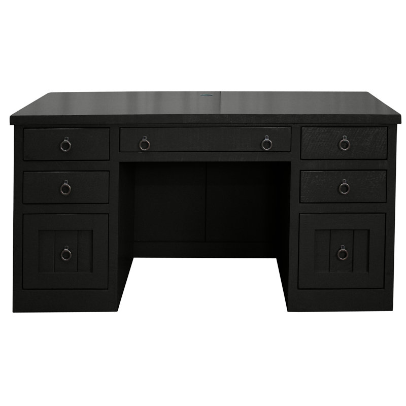Onesimo Solid Wood Executive Desk, Black