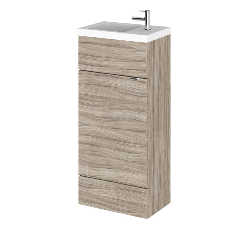 Fusion 405 mm Freestanding Cloakroom Vanity with Integrated Basin, Driftwood