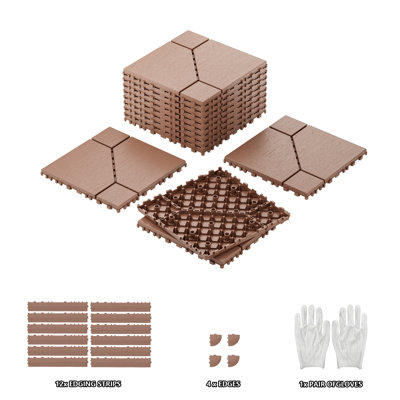44 dalles de terrasse emboîtables - Dalles de sol de patio en plastique imperméables pour balcon, cour, jardin, entretien minimal