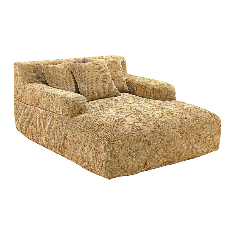 Chaise longue avec trois coussins Lazy, Jaune