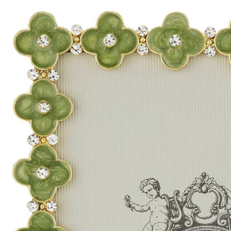 Gold Celadon Enamel Clover 5" x 7" Frame