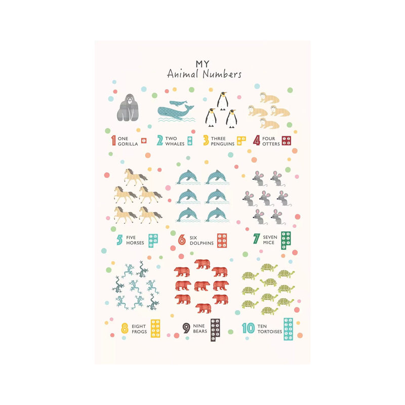Animal Numbers - Wrapped Canvas Print, 66.04 cm H x 45.72 cm W x 1.91 cm D
