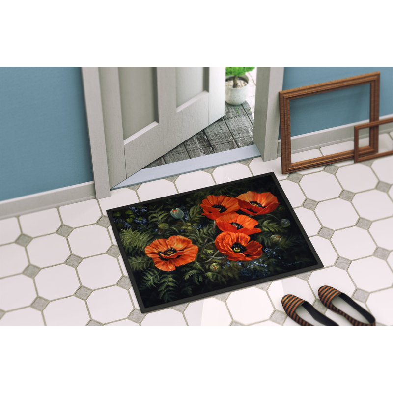 Tapis d'extérieur antidérapant Wanakah Poppies, Rectangle 2 pi x 3 pi