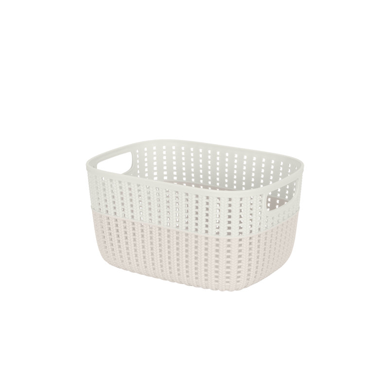 Simplify Polypropylene Decorative Basket, Ivory, 6.75" H x 14.75" W x 11.25" D, 2