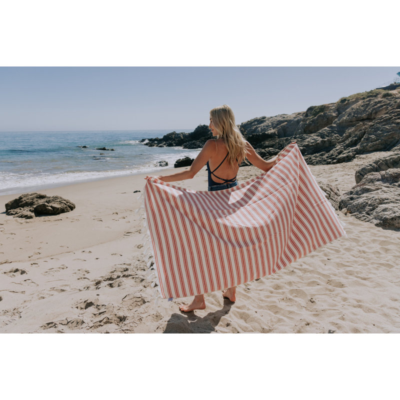 Serviette de bain turque Chanyah Bask avec doublure en tissu éponge, fouta de plage à rayures de luxe, 100% coton biologique, 68 po x 37 po