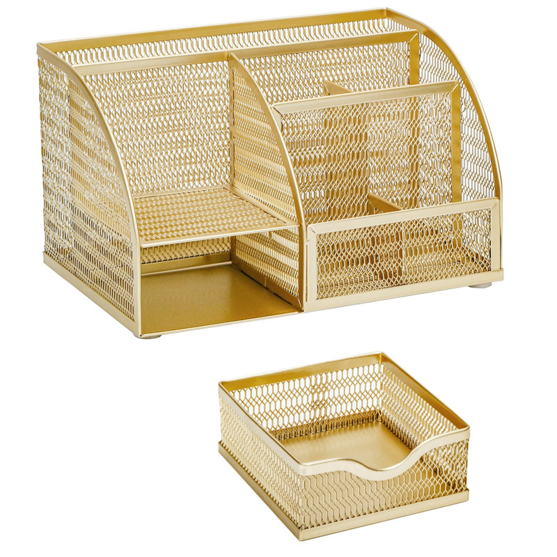 Kyreece Mesh Desk Organizer, Gold