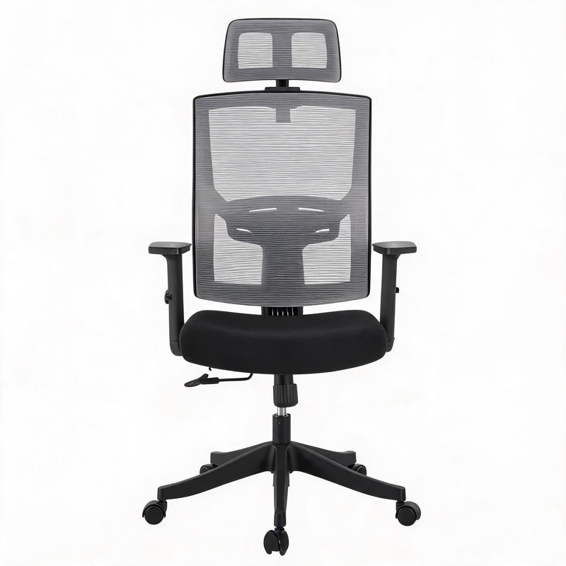 Chaise de bureau ergonomique en maille à dossier haut, chaise de bureau robuste pouvant supporter jusqu'à 159 kg (350 lb) avec appui-tête réglable, soutien lombaire, fonction inclinable et accoudoirs pliables.