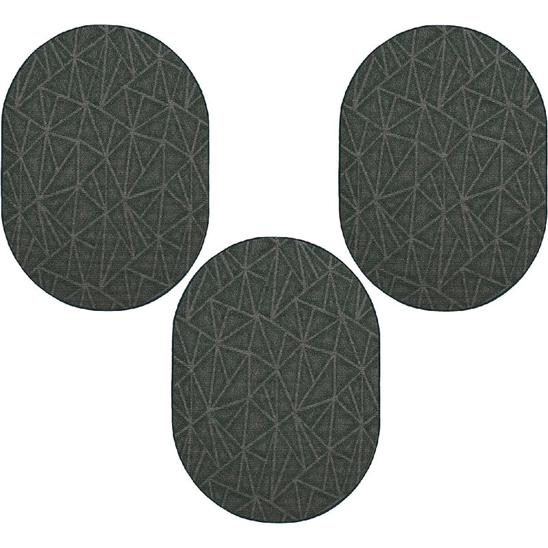 Ensemble de tapis intérieur / extérieur en nylon touffeté à la machine Gjon, Ovale 2 pi x 3 pi