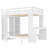 Full XL/Full over Twin Loft Bunk Bed with Desk, Solid Wood Frame, Built-in Shelves & Wardrobe, Removable Lower Bed, White-278956482-278956492