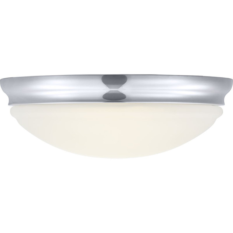 Mccully Glass LED Flush Mount, Polished Chrome, 5.25" H x 15.25" W x 15.25" D
