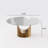 Modern Round Dining Table for 6-8, Glossy White Sinered Stone Table top with Bronze Steel Base-516513156