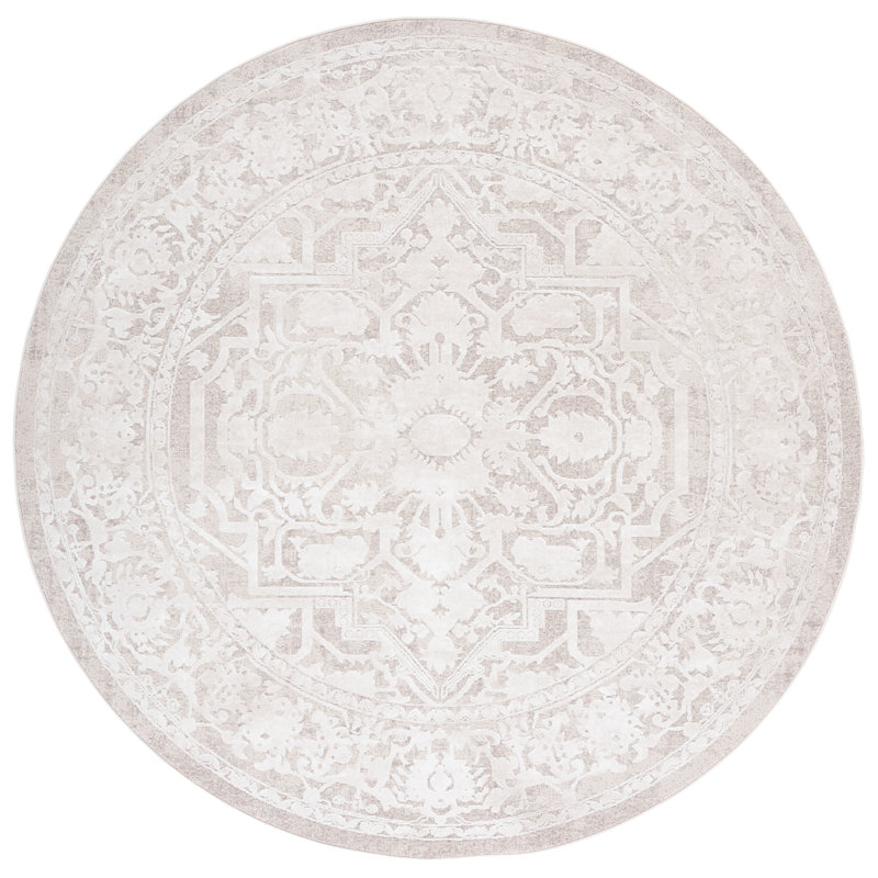 Tapis beige / crème Calidia, Rond 3 pi