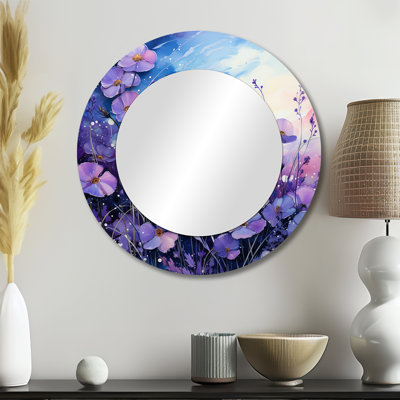 «Violets Field Pointillism Dot III - Violets Unique Wall Mirror»