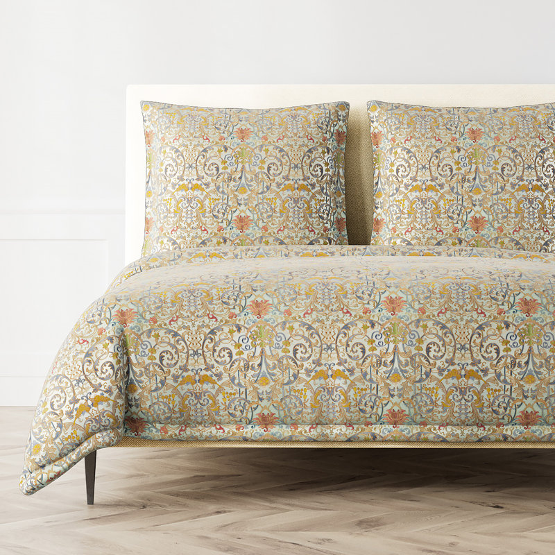 The Met x Ann Gish Venezia Duvet Cover, King Duvet Cover, Sage