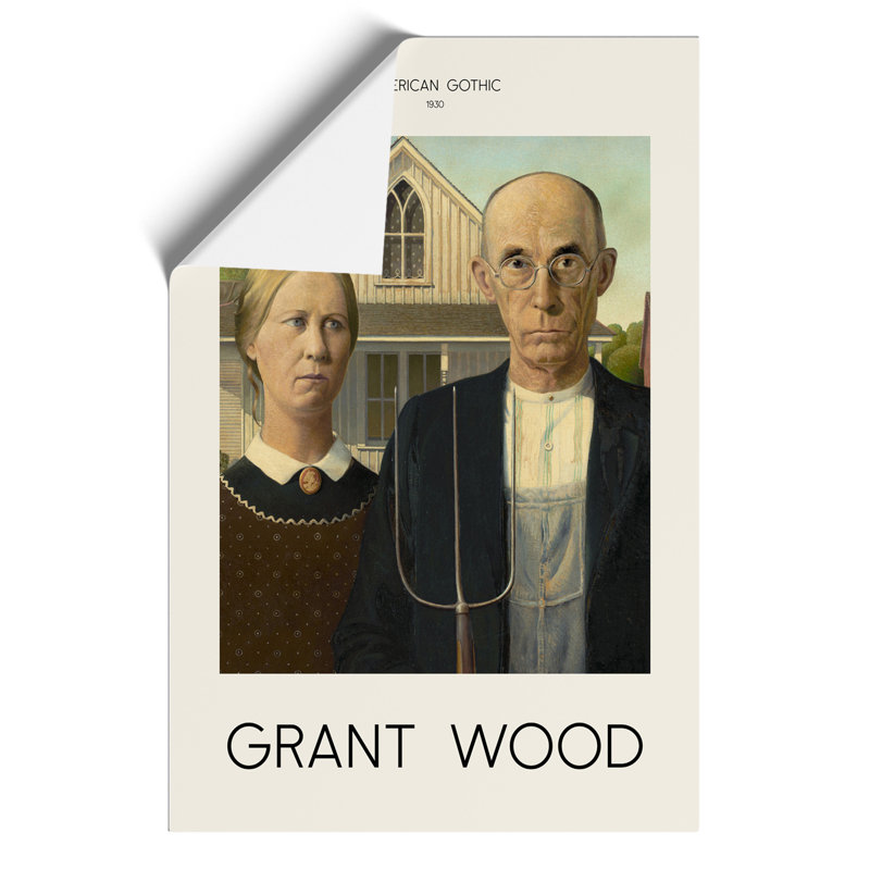 American Gothic by Grant Wood - No Frame Painting, 59cm H x 42cm W x 0.1cm D