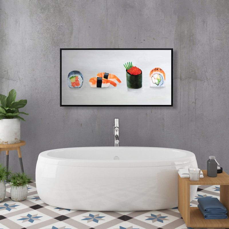 Six pieces sushi assortment - 24"x48" Framed canvas