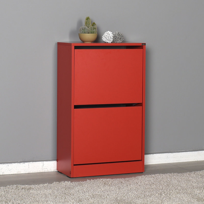 Baneen 8 Pair Shoe Storage Cabinet, Red