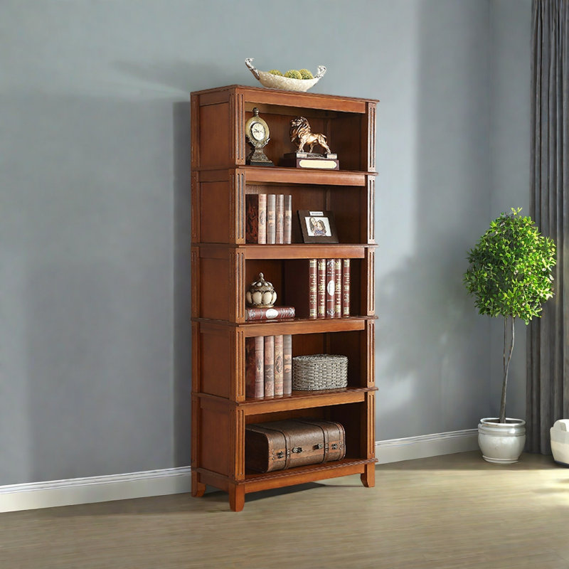 Retro versatile bookcase, (5 Shelves) 71.2"H x 31.4"W x 14.9"D, Brown