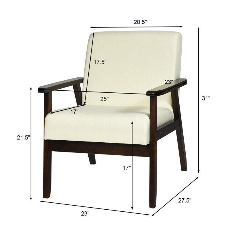 Fauteuil en lin l 23 po Janyce, Lin beige
