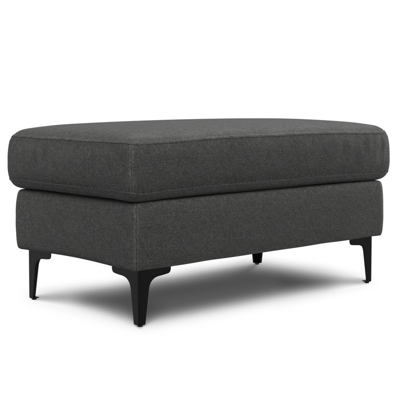 Ava Pebble Grey Upholstered Ottoman with Metal Legs