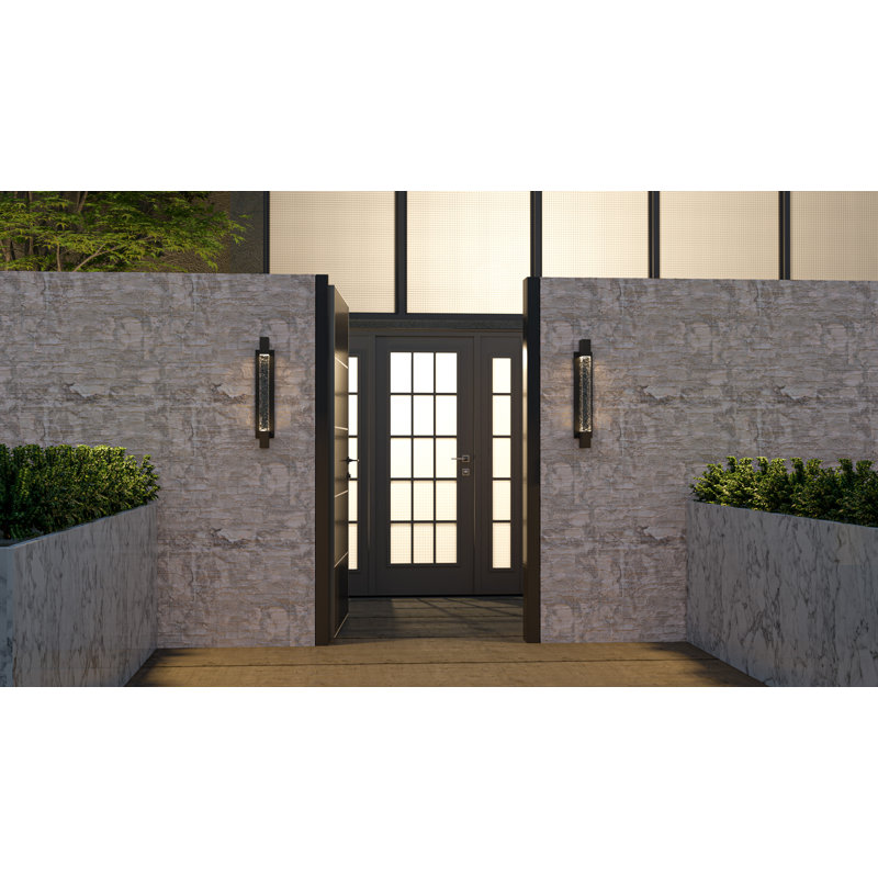 Solace Integrated LED Matte Black Outdoor Wall Lantern, 24" H x 4.5" W x 4.25" D