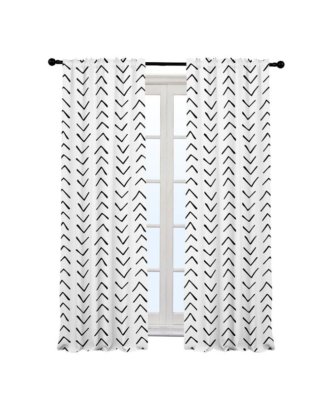 Bohemian Room Lined Single Panel Curtain, 140cm Width x 175cm Drop, White