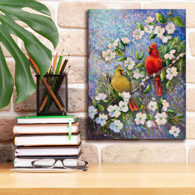 «Cardinal Impressions» par Sarah Davis, art mural sur toile