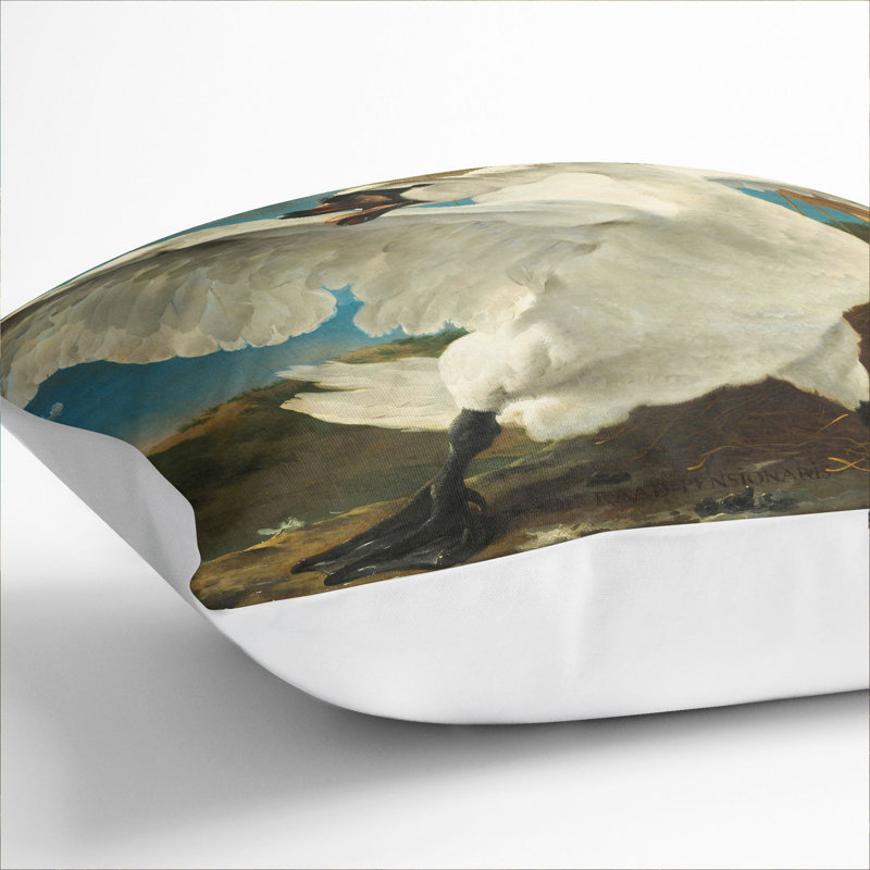 The Threatened Swan Scatter Cushion with Filling, 55cm H x 55cm W x 20cm D, White