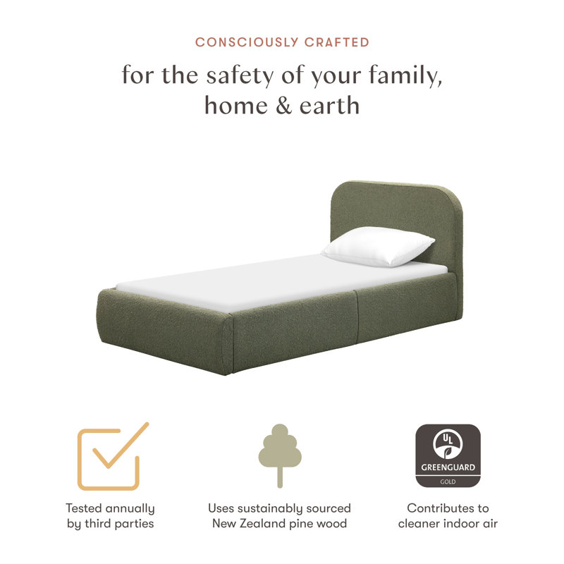 Nara Twin Bed, Performance Olive Boucle, Twin