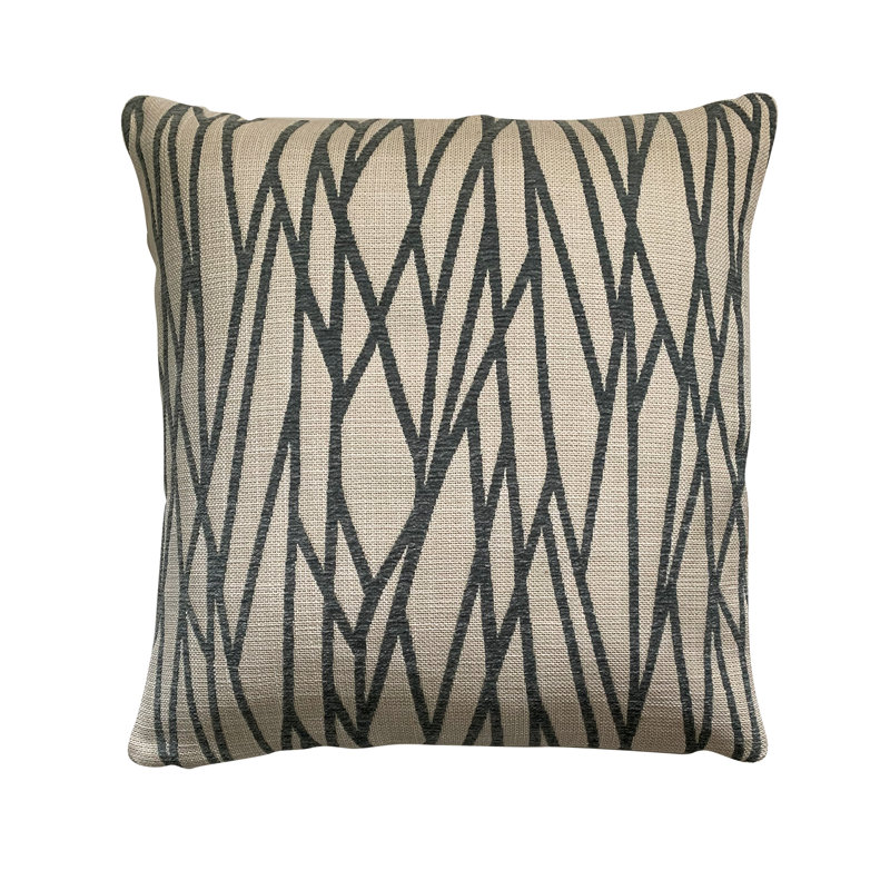  Housse de coussin carré et insert, Gris / Crème, H 18 po x l 18 po x P 4 po