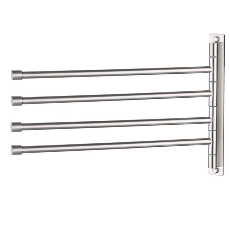 Modern 180° Rotating Wall Mounted Towel Rack, 4-Bar Stainless Steel Towel Holder, 32 lbs Weight Capacity for Bathroom