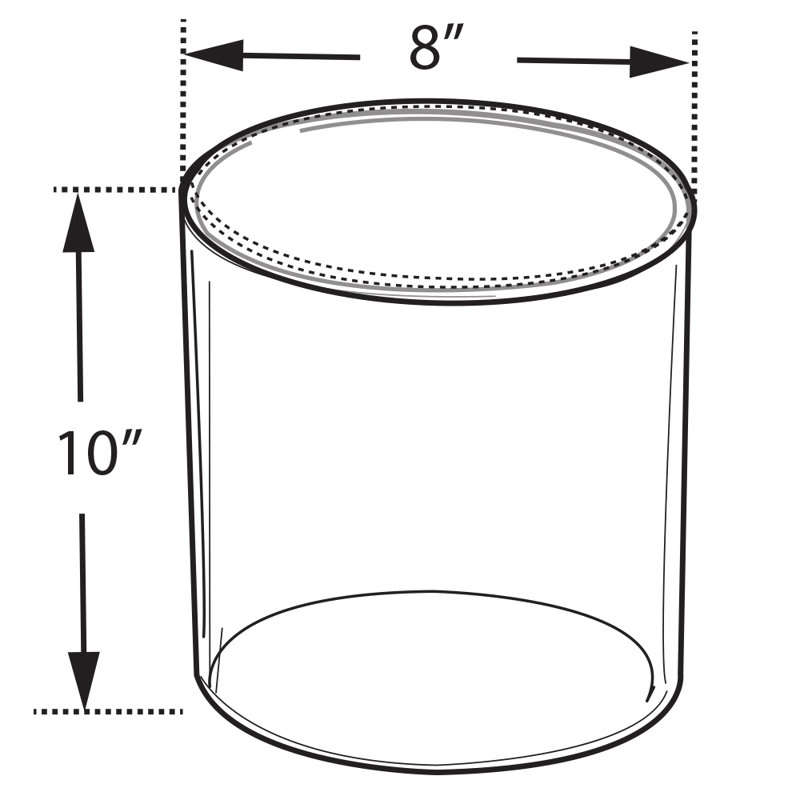 Présentoir cylindrique en acrylique transparent, contenant rond en plastique et colonne montante, l 8 po x H 10 po