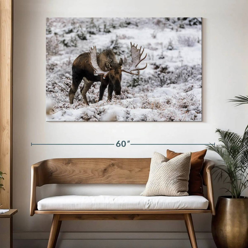 Orignal d'hiver Brampt en Alaska, H 34 po x l 51 po
