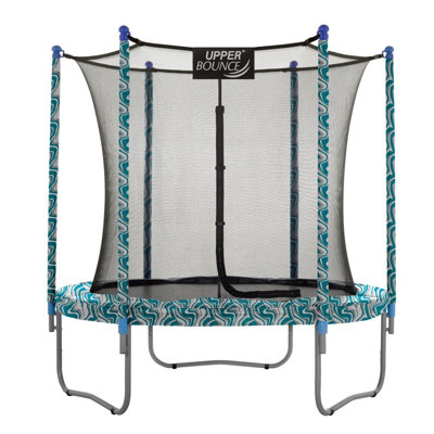 Ensemble de trampoline d'extérieur rond 9 pi avec système d'enclos de sécurité Machrus Upper Bounce