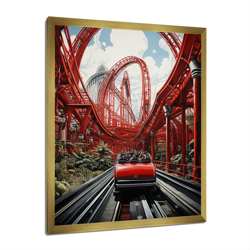 «Rollercoaster Thrill Seekers Delight I», reproduction d'art sur toile, H 32 po x l 16 po x P 1 po, Encadrement doré