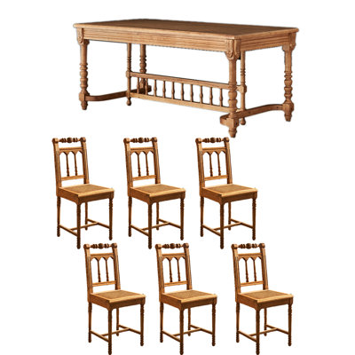 Ensemble de table de salle à manger rétro en bois de frêne massif.