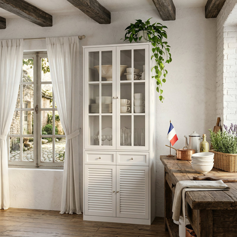 Mithusa 5 Shelves Kitchen Pantry Dining Cabinet With 2 Drawers