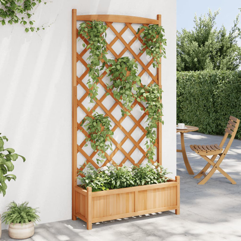 Wood Pot Planter, Brown, 70.9" H x 35.4" W x 13.8" D