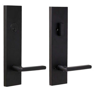 Matte Black Handle With Lever And Deadbolt Reversible Entry Set