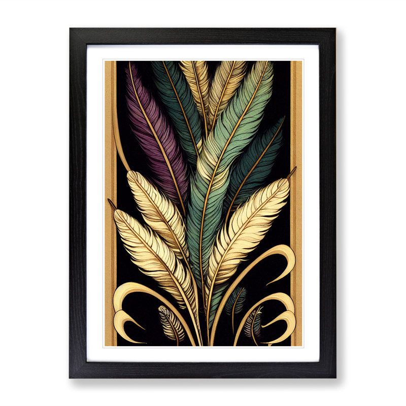 Classic Feathers - Wall Art, Black Framed, 36cm H x 27cm W x 2cm D, White