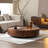 Pre-Assembled Walnut Round Coffee Table with Hidden Storage Drawers for Living Room or Home Office